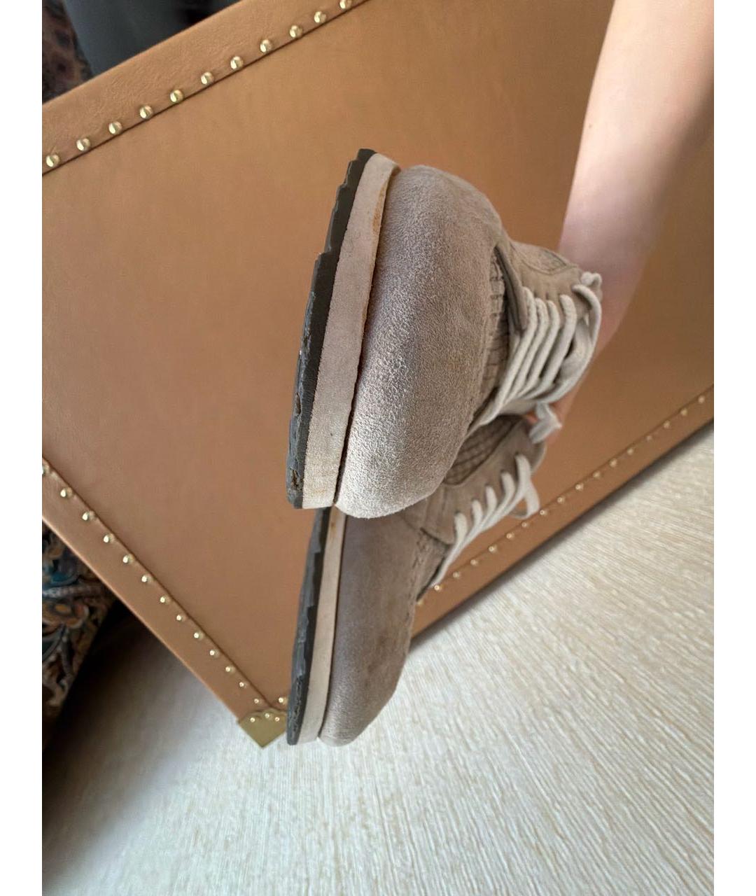 BRIONI Бежевые замшевые низкие кроссовки / кеды, фото 5