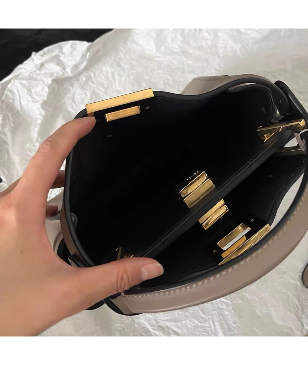 FENDI Бежевая кожаная сумка тоут, фото 3