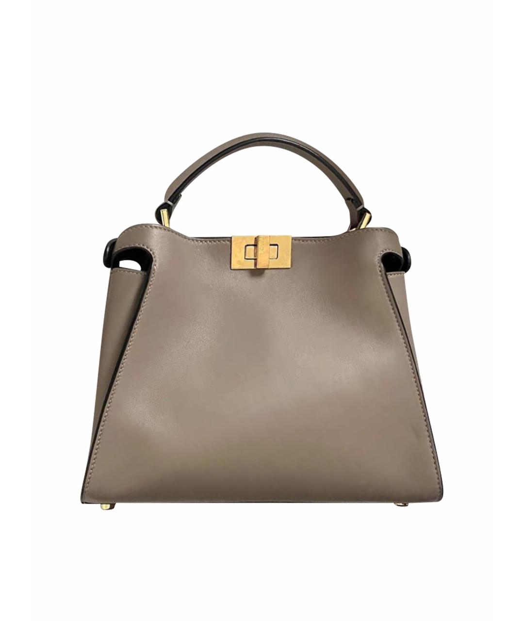 FENDI Бежевая кожаная сумка тоут, фото 1