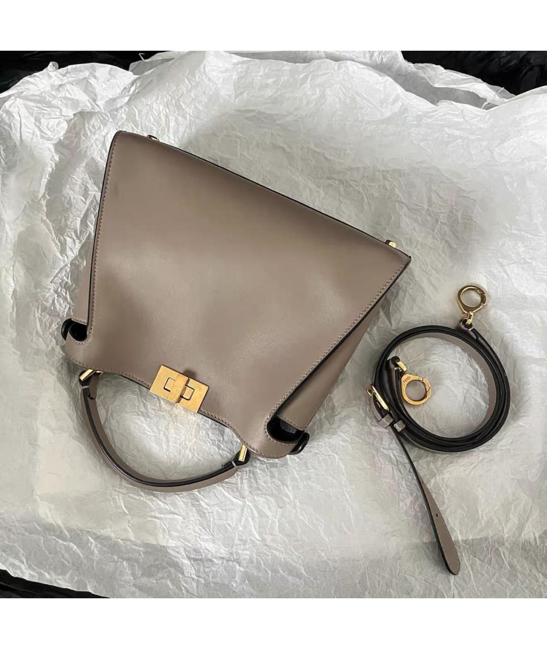 FENDI Бежевая кожаная сумка тоут, фото 8