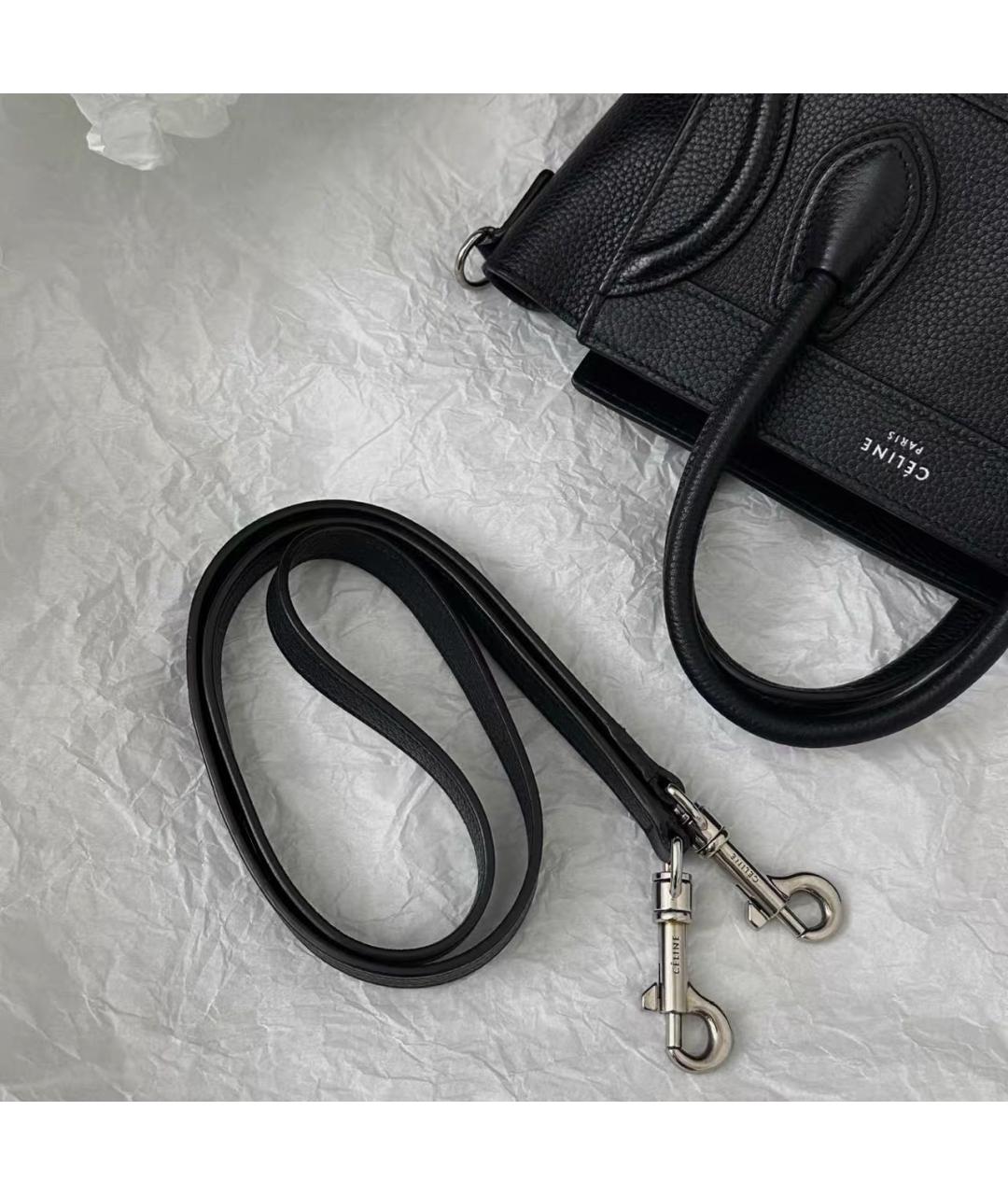 CELINE Черная кожаная сумка тоут, фото 5