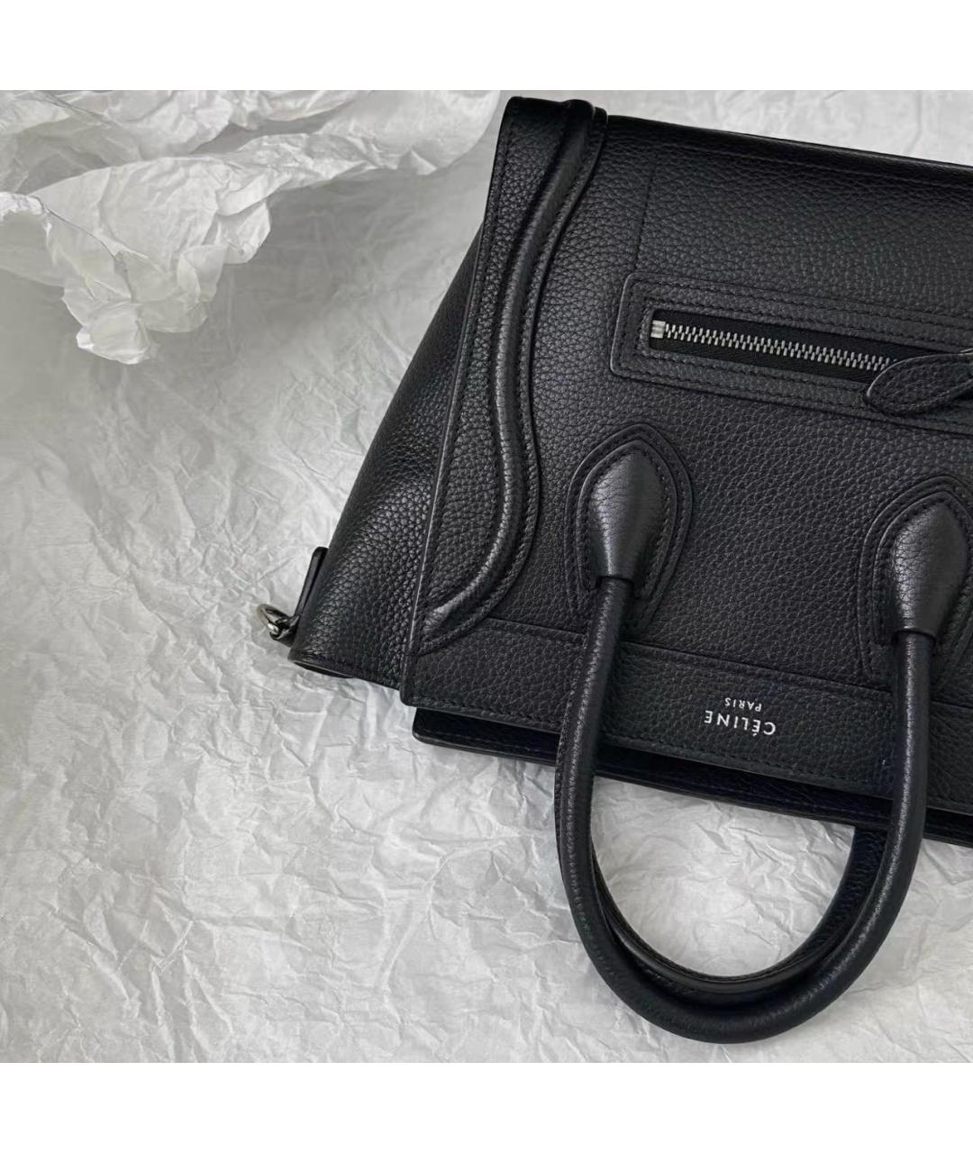CELINE Черная кожаная сумка тоут, фото 4