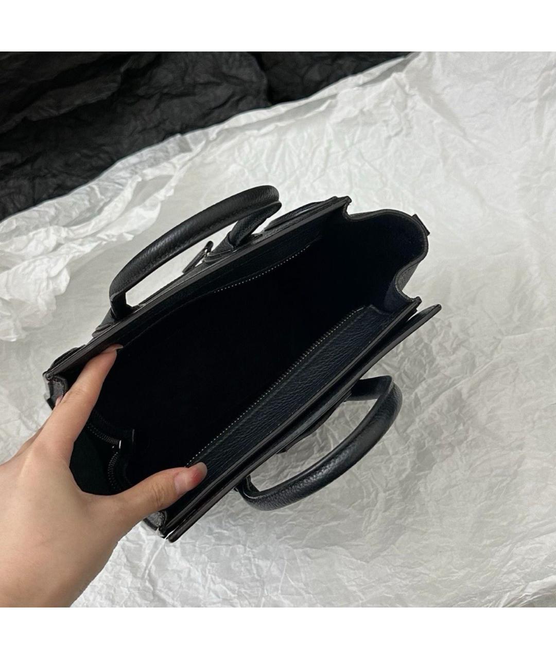 CELINE Черная кожаная сумка тоут, фото 6