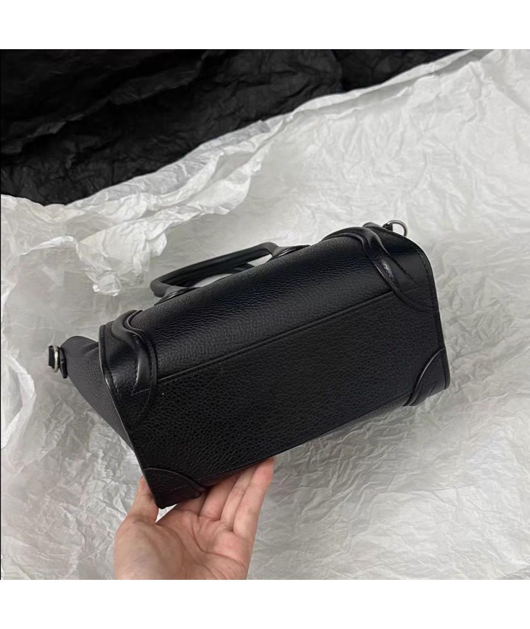 CELINE Черная кожаная сумка тоут, фото 3