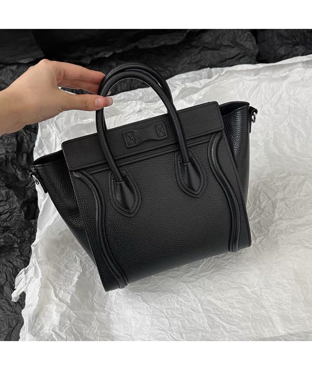 CELINE Черная кожаная сумка тоут, фото 2