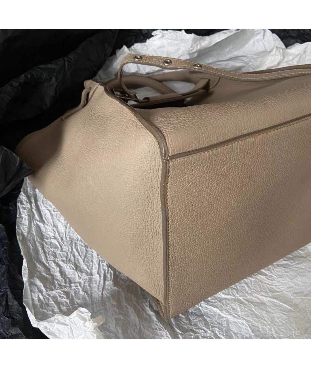 CELINE Бежевая кожаная сумка тоут, фото 4