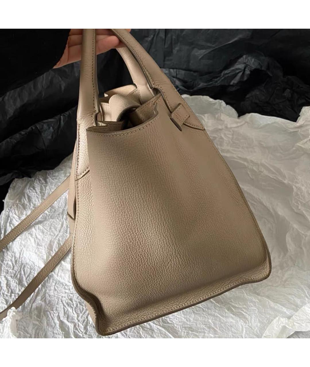 CELINE Бежевая кожаная сумка тоут, фото 6