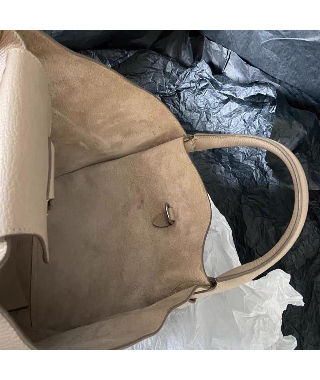 CELINE Бежевая кожаная сумка тоут, фото 7