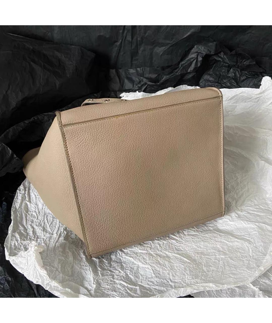 CELINE Бежевая кожаная сумка тоут, фото 3