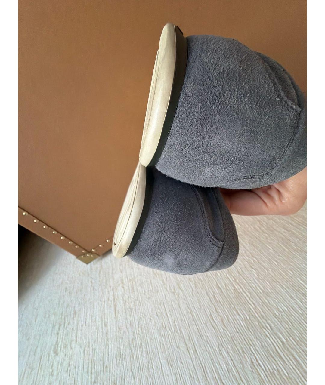 DOLCE&GABBANA Антрацитовые замшевые низкие кроссовки / кеды, фото 5
