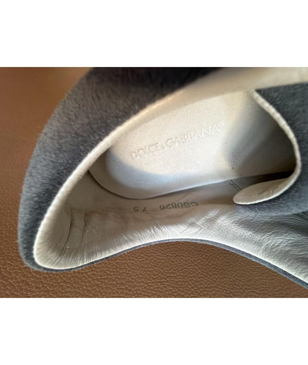 DOLCE&GABBANA Антрацитовые замшевые низкие кроссовки / кеды, фото 7