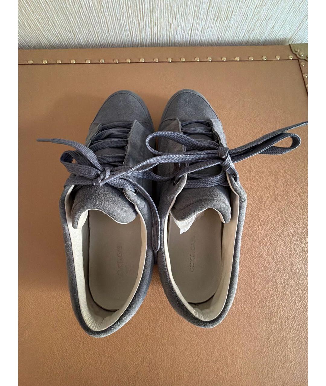 DOLCE&GABBANA Антрацитовые замшевые низкие кроссовки / кеды, фото 3