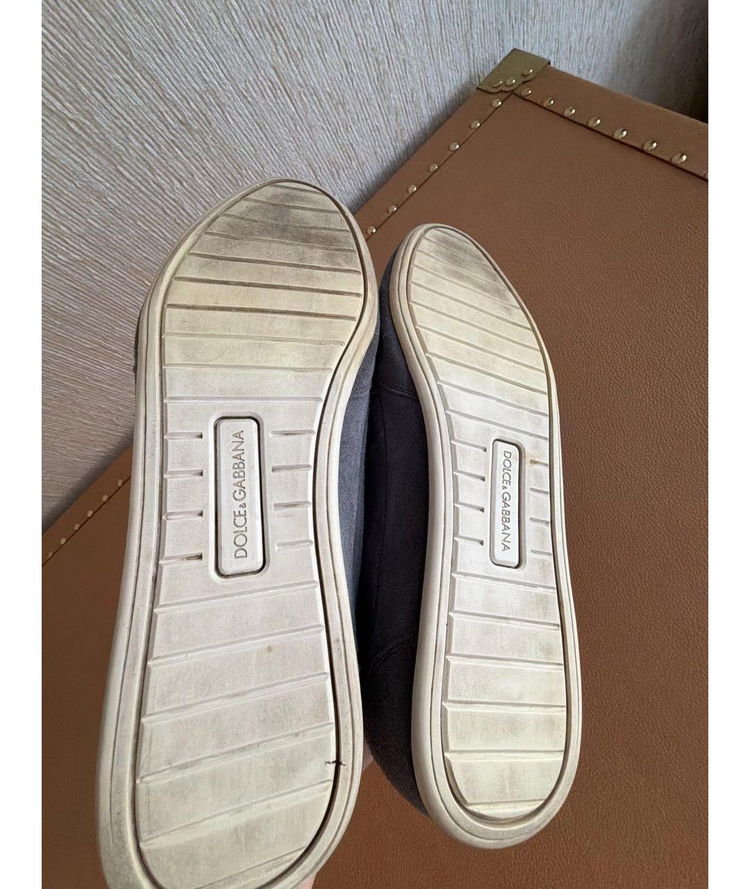 DOLCE&GABBANA Антрацитовые замшевые низкие кроссовки / кеды, фото 6