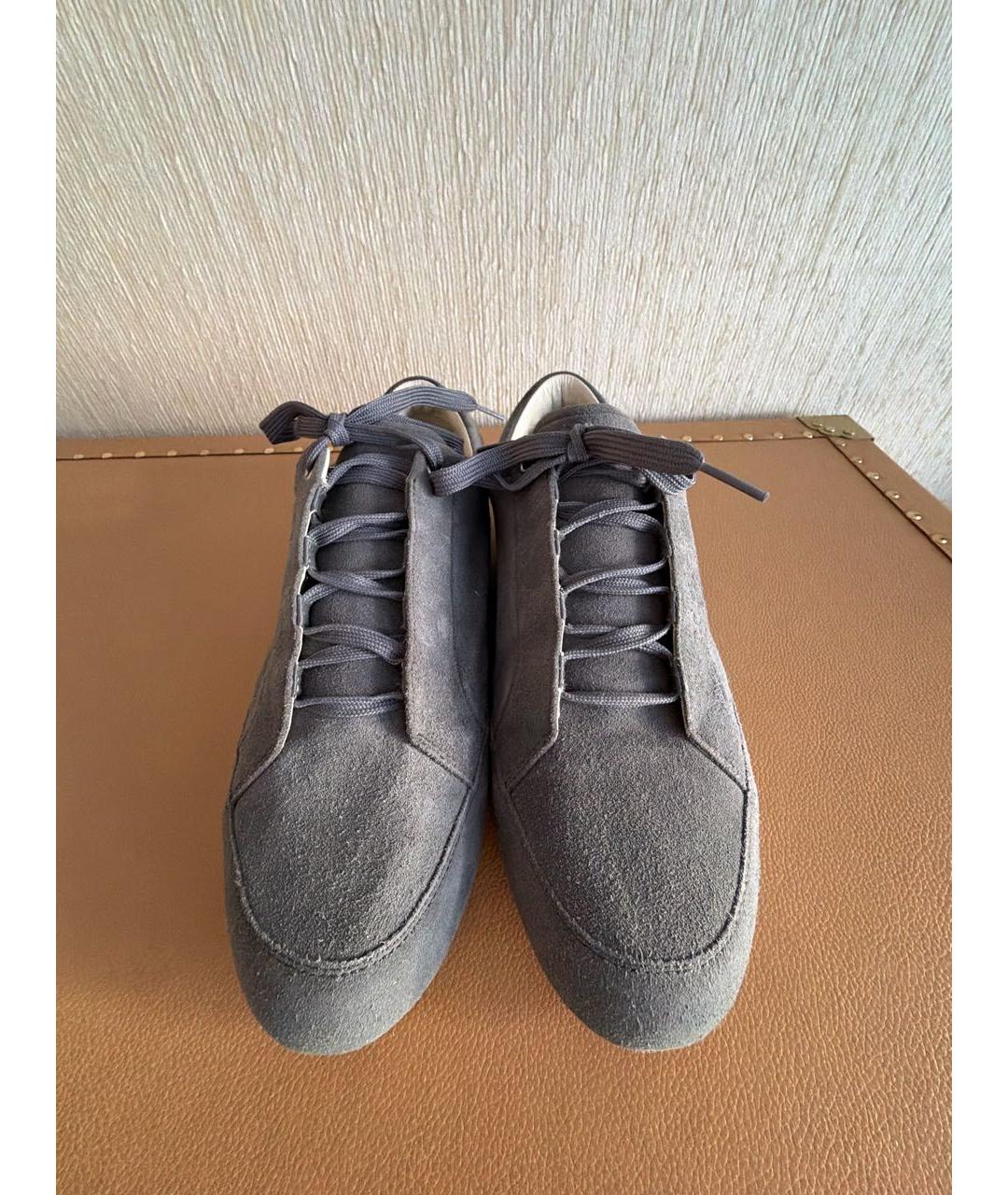 DOLCE&GABBANA Антрацитовые замшевые низкие кроссовки / кеды, фото 2