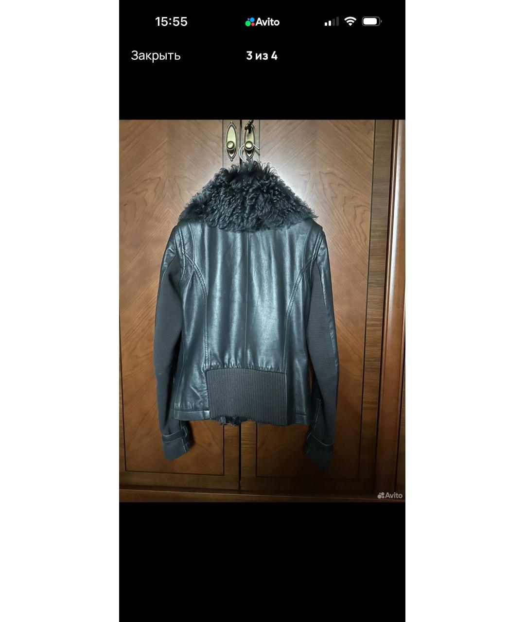 PATRIZIA PEPE Темно-синяя кожаная куртка, фото 3