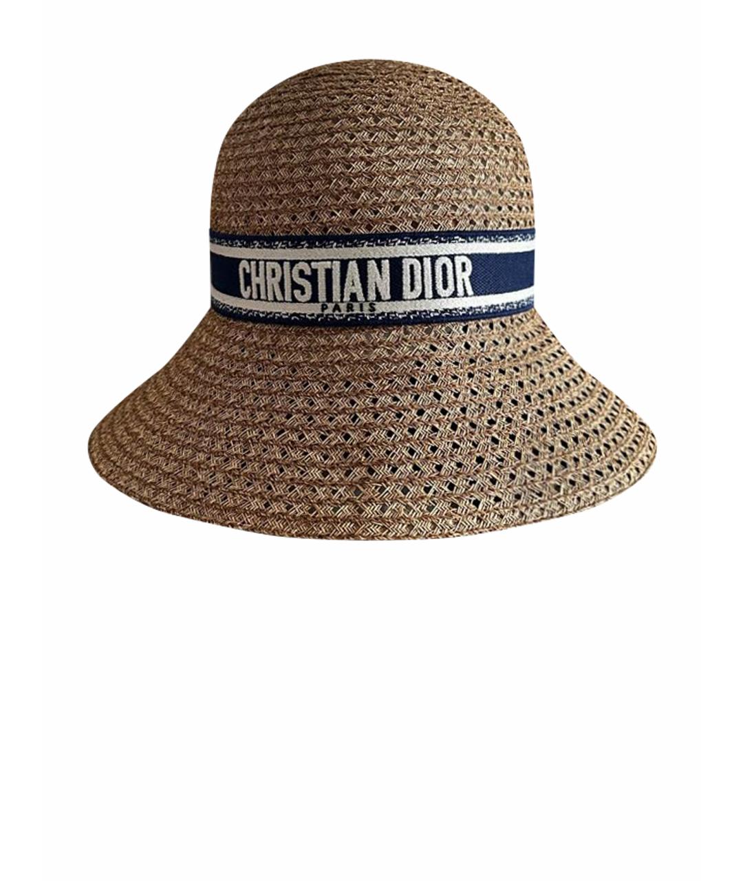 CHRISTIAN DIOR Бежевая соломенная шляпа, фото 1