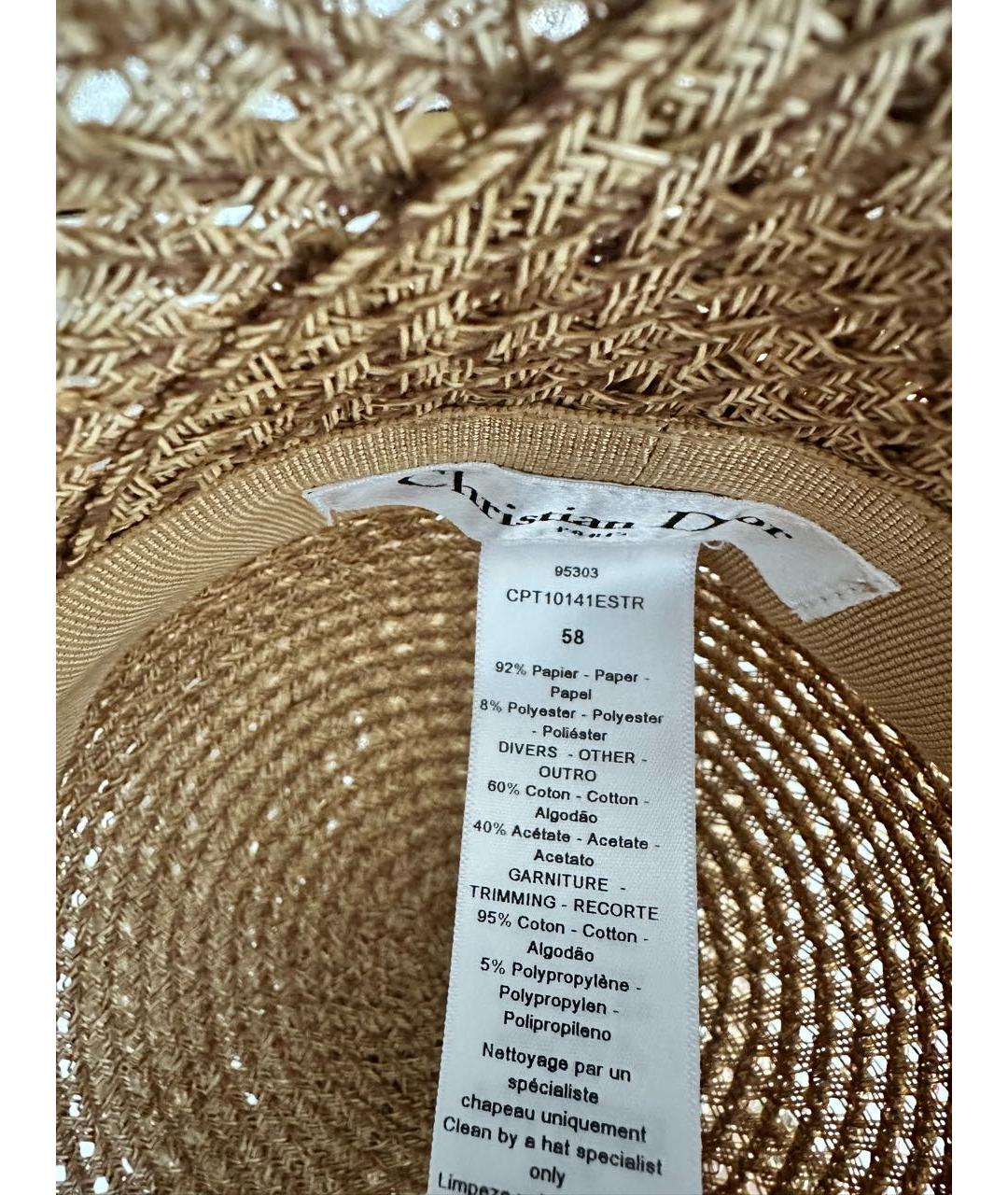 CHRISTIAN DIOR Бежевая соломенная шляпа, фото 2