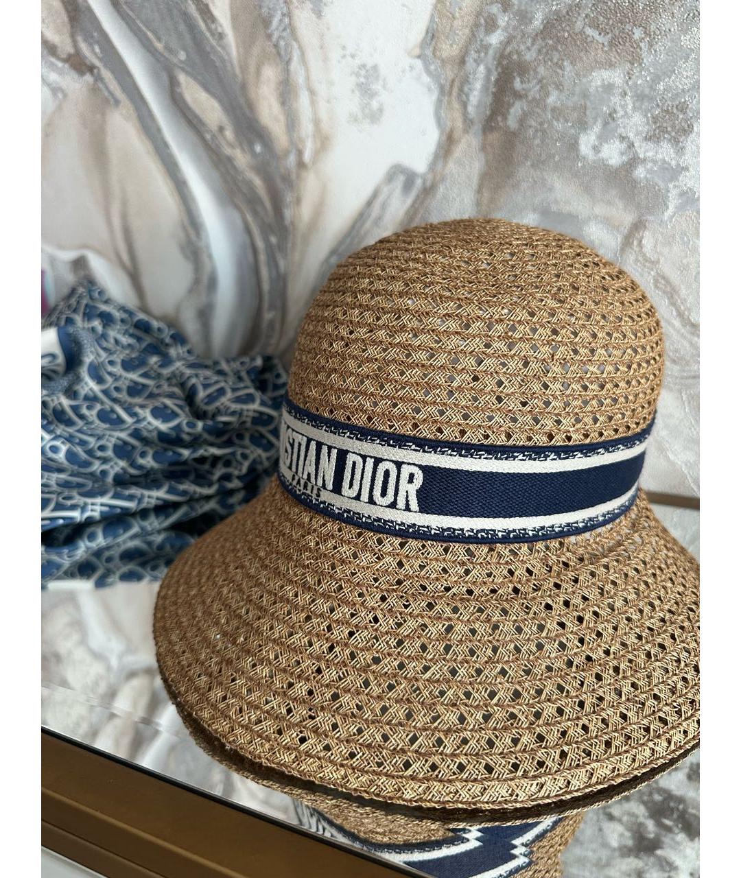 CHRISTIAN DIOR Бежевая соломенная шляпа, фото 3