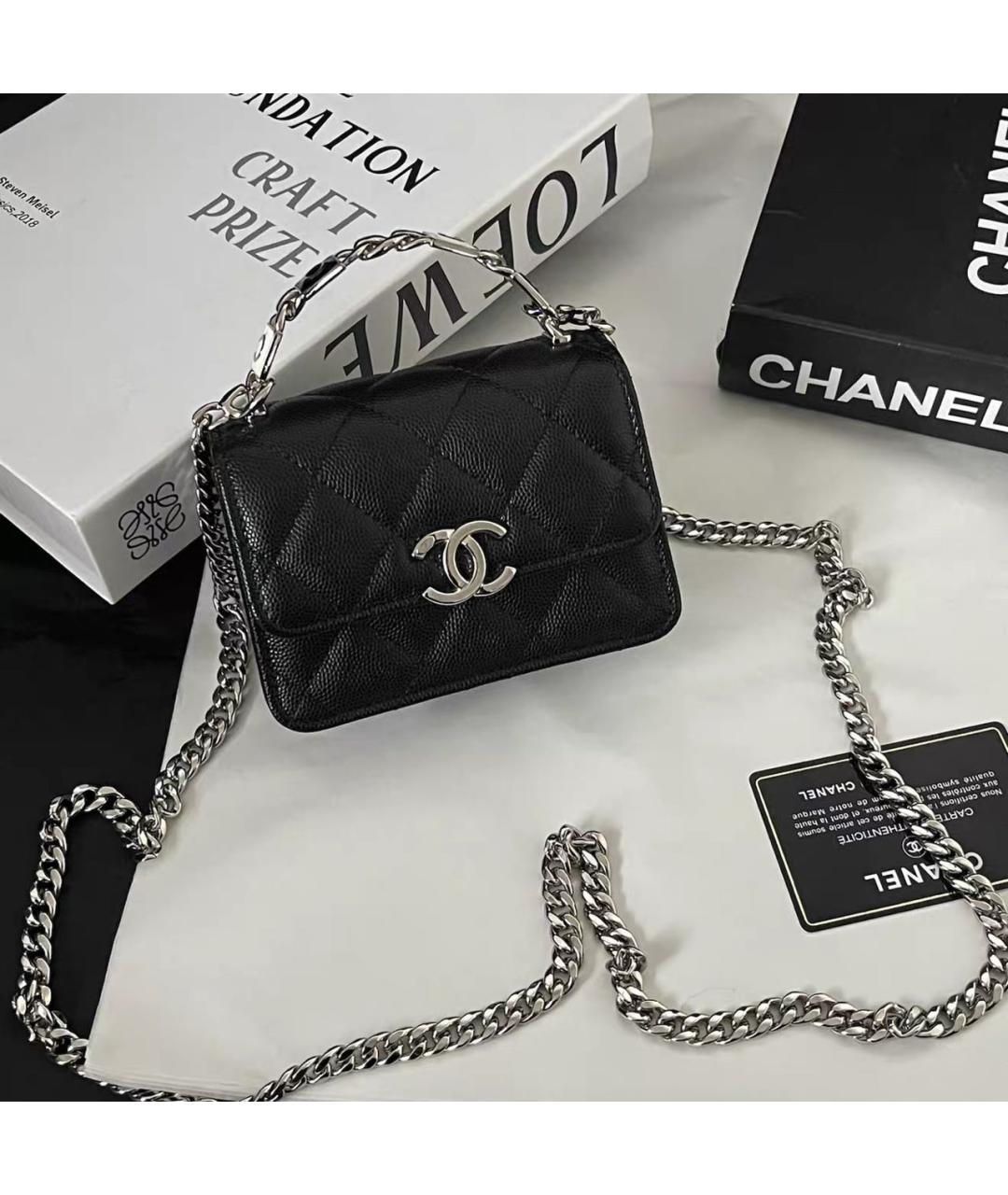 CHANEL Черная кожаная сумка через плечо, фото 7