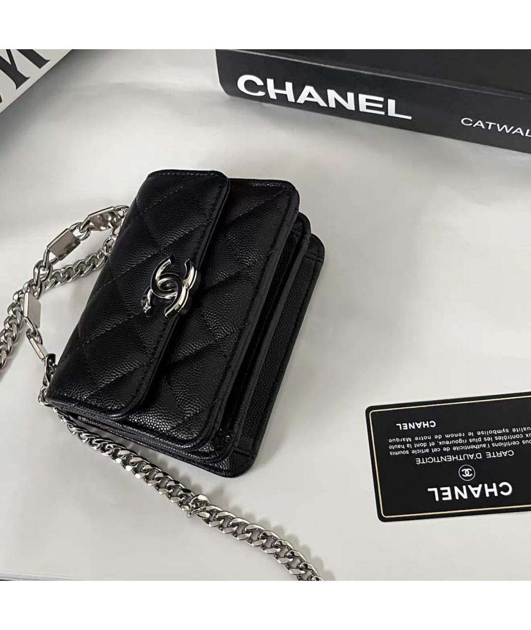 CHANEL Черная кожаная сумка через плечо, фото 3