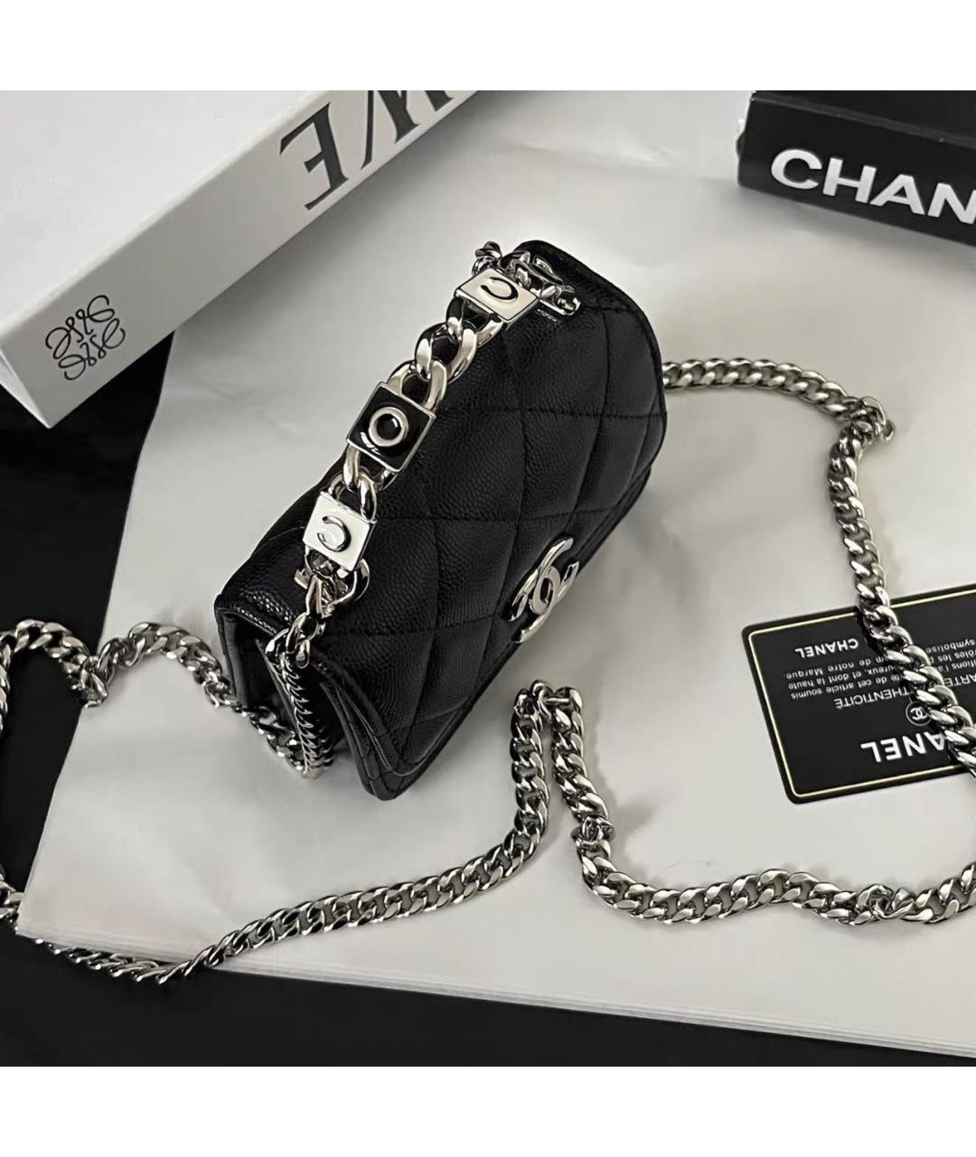 CHANEL Черная кожаная сумка через плечо, фото 4