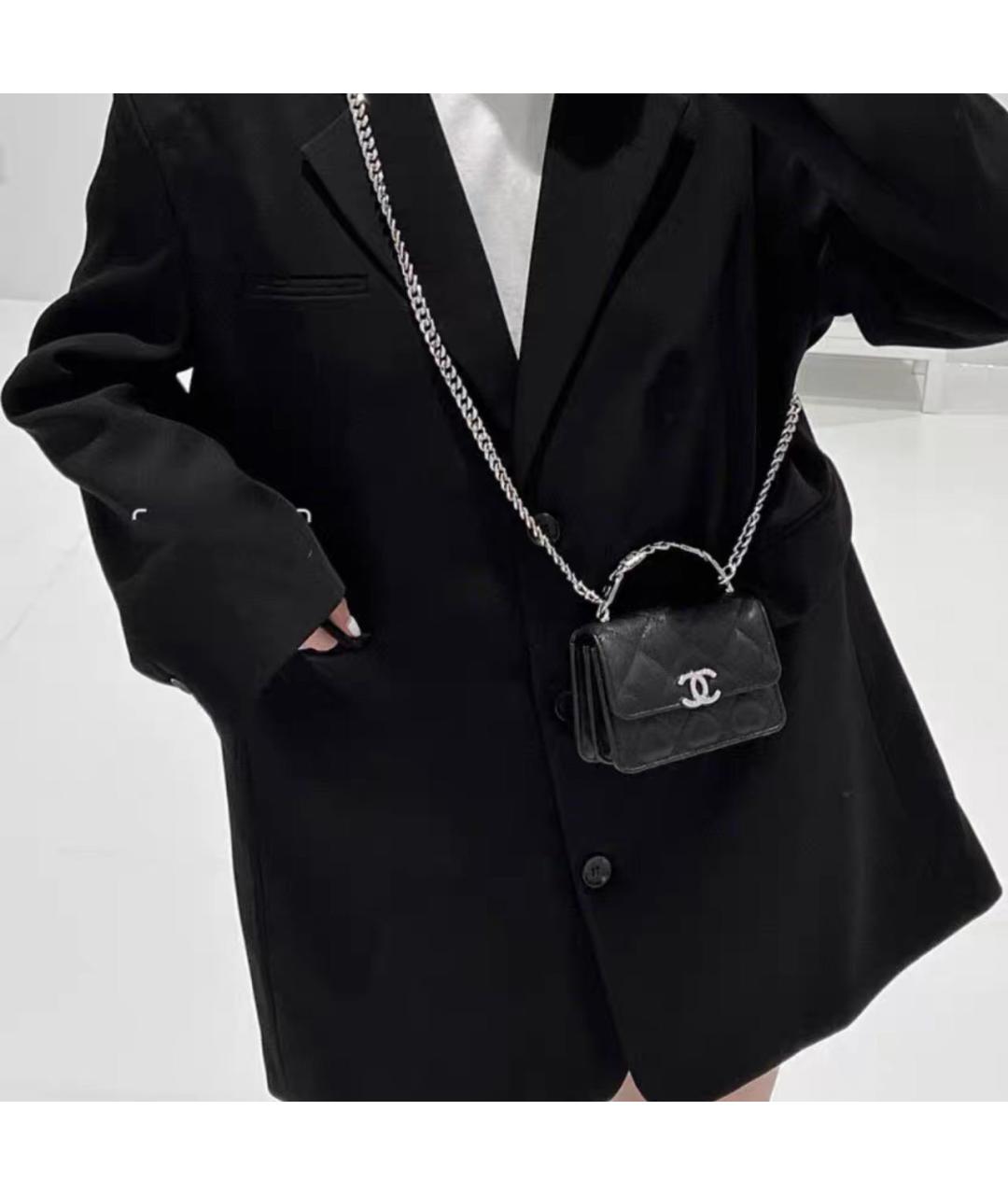 CHANEL Черная кожаная сумка через плечо, фото 6