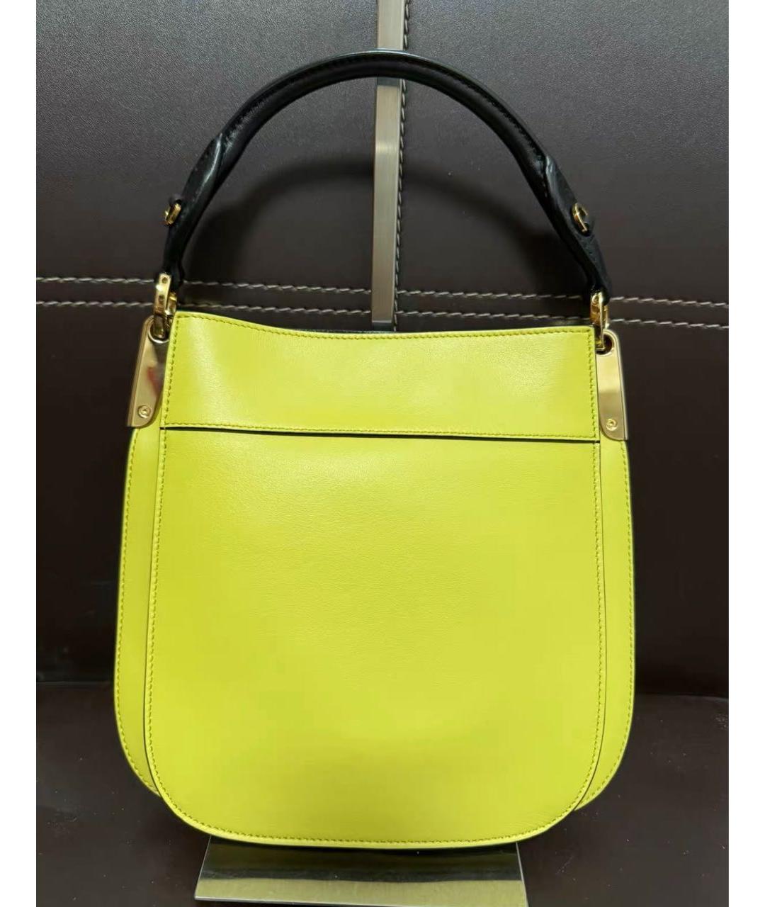 PRADA Желтая кожаная сумка с короткими ручками, фото 3
