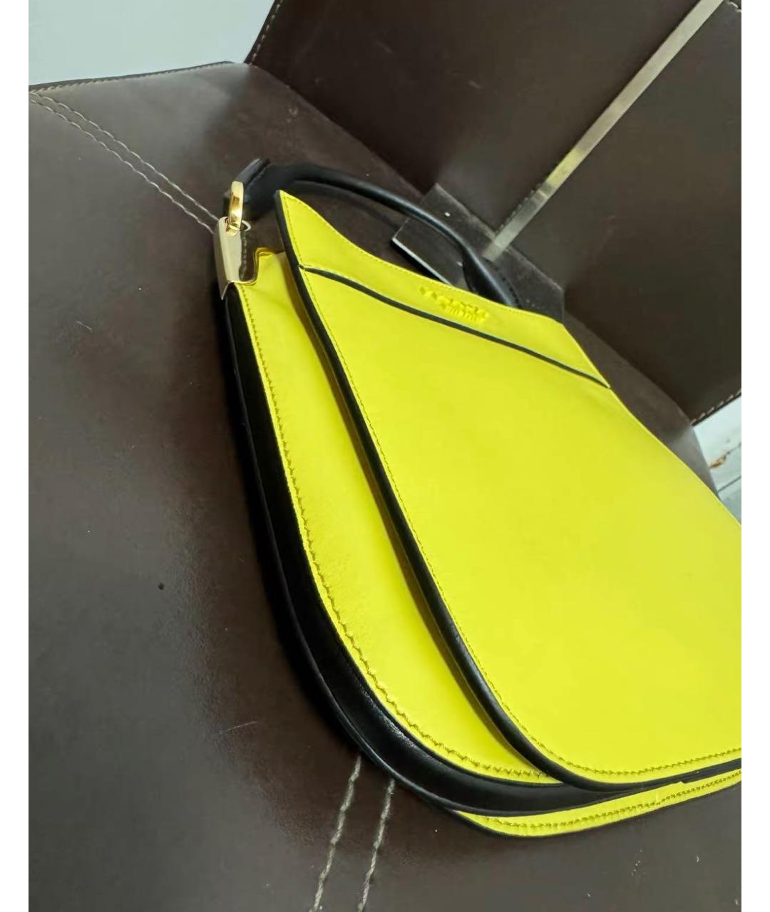 PRADA Желтая кожаная сумка с короткими ручками, фото 6