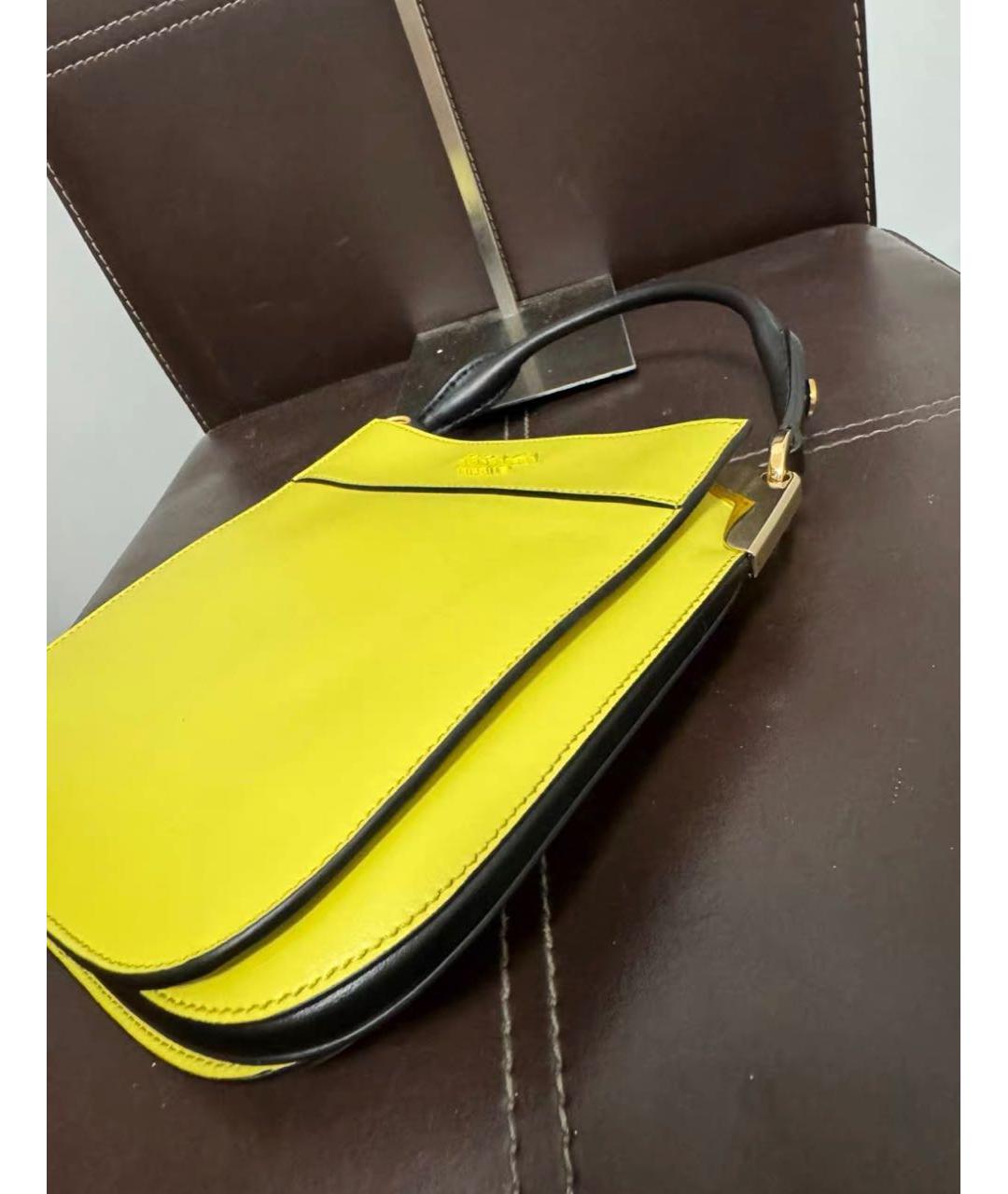 PRADA Желтая кожаная сумка с короткими ручками, фото 2