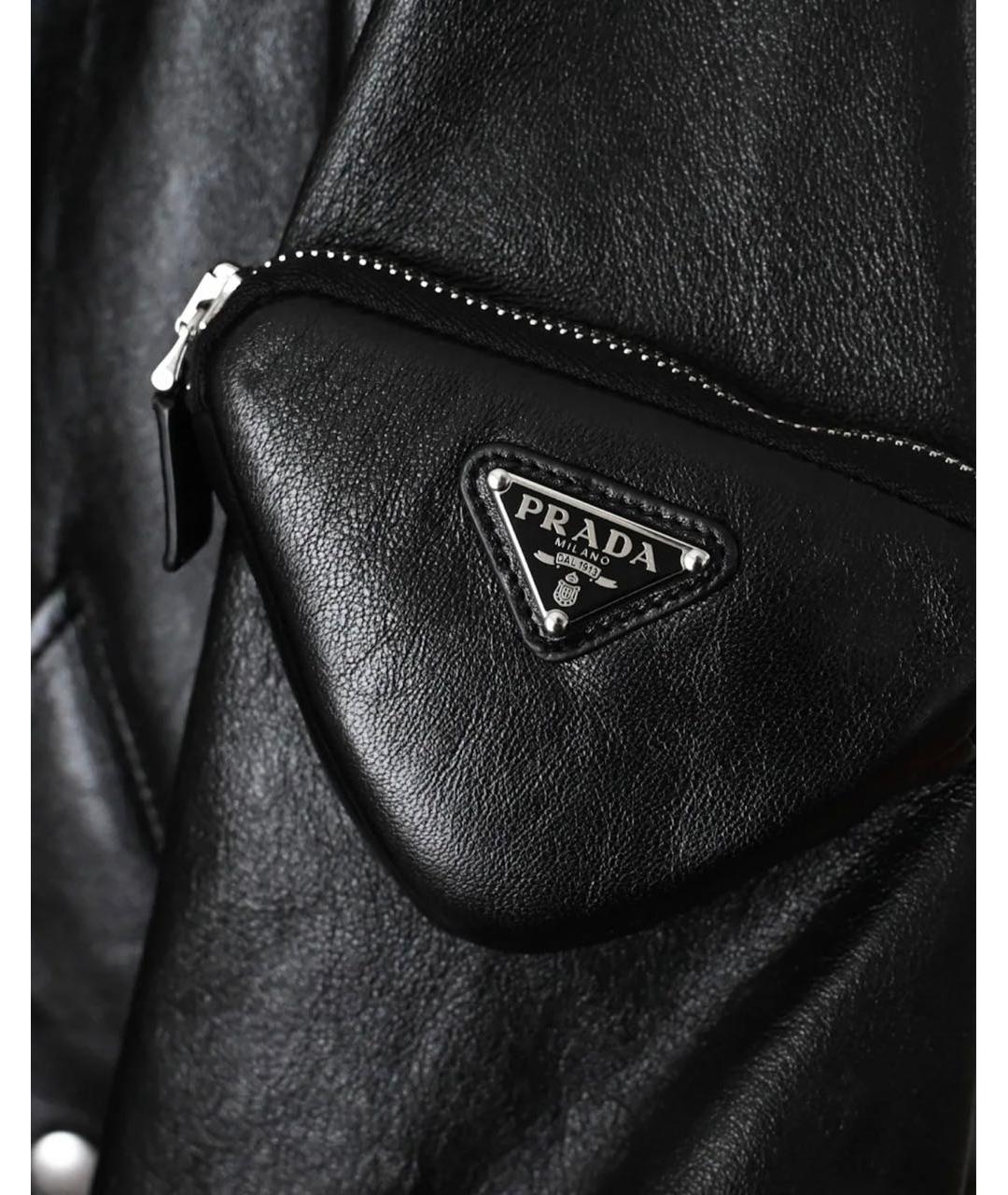 PRADA Черная кожаная куртка, фото 3