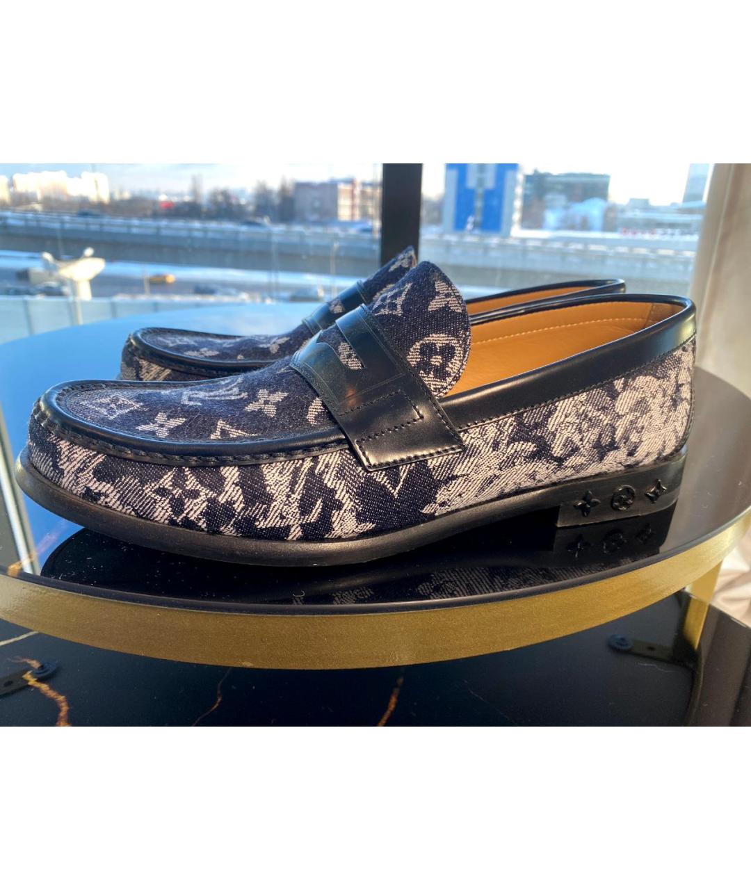 LOUIS VUITTON Серые текстильные лоферы, фото 7