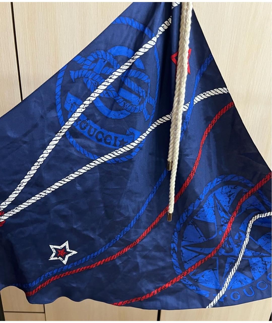 GUCCI Темно-синее шелковое парео, фото 2