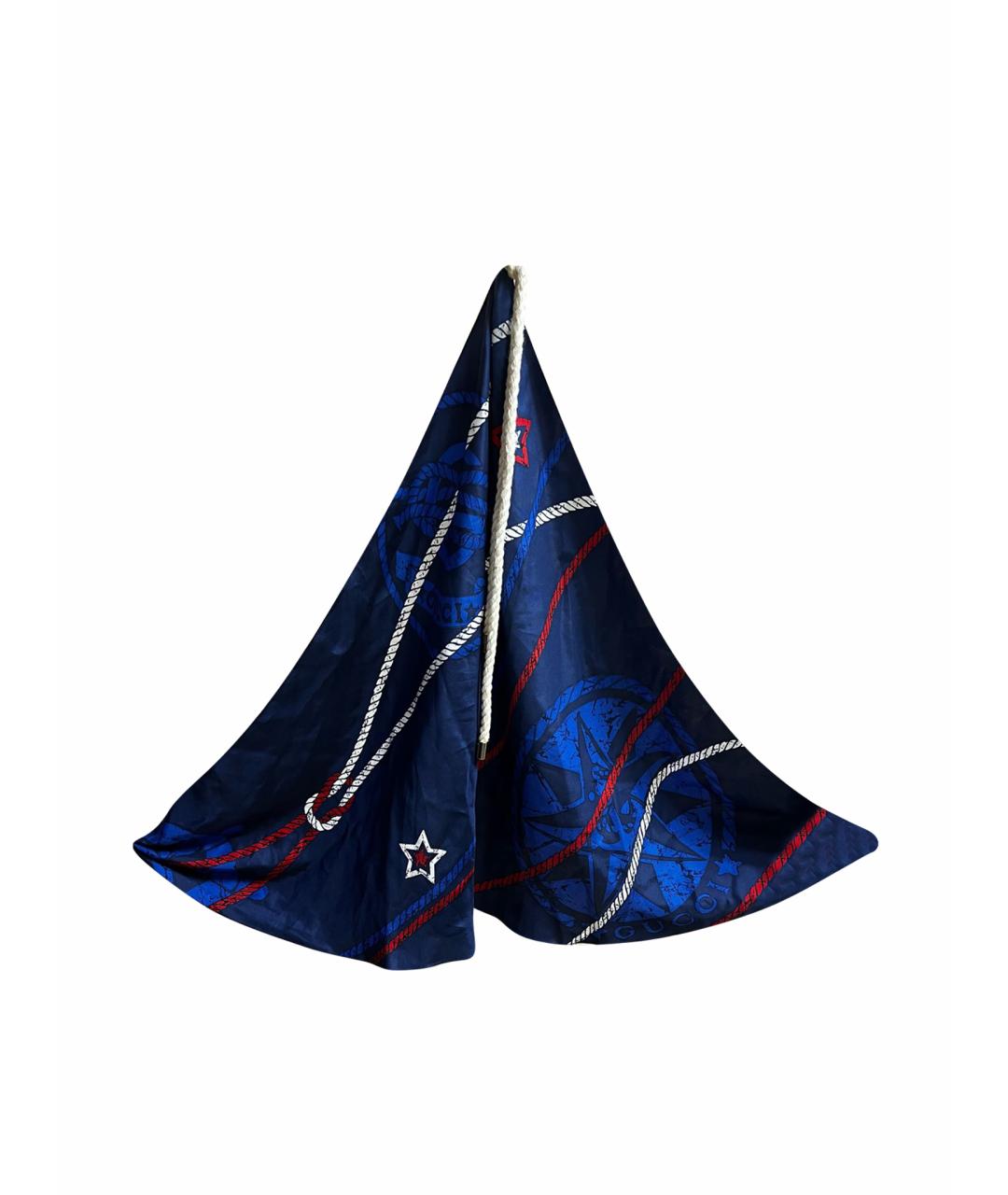 GUCCI Темно-синее шелковое парео, фото 1