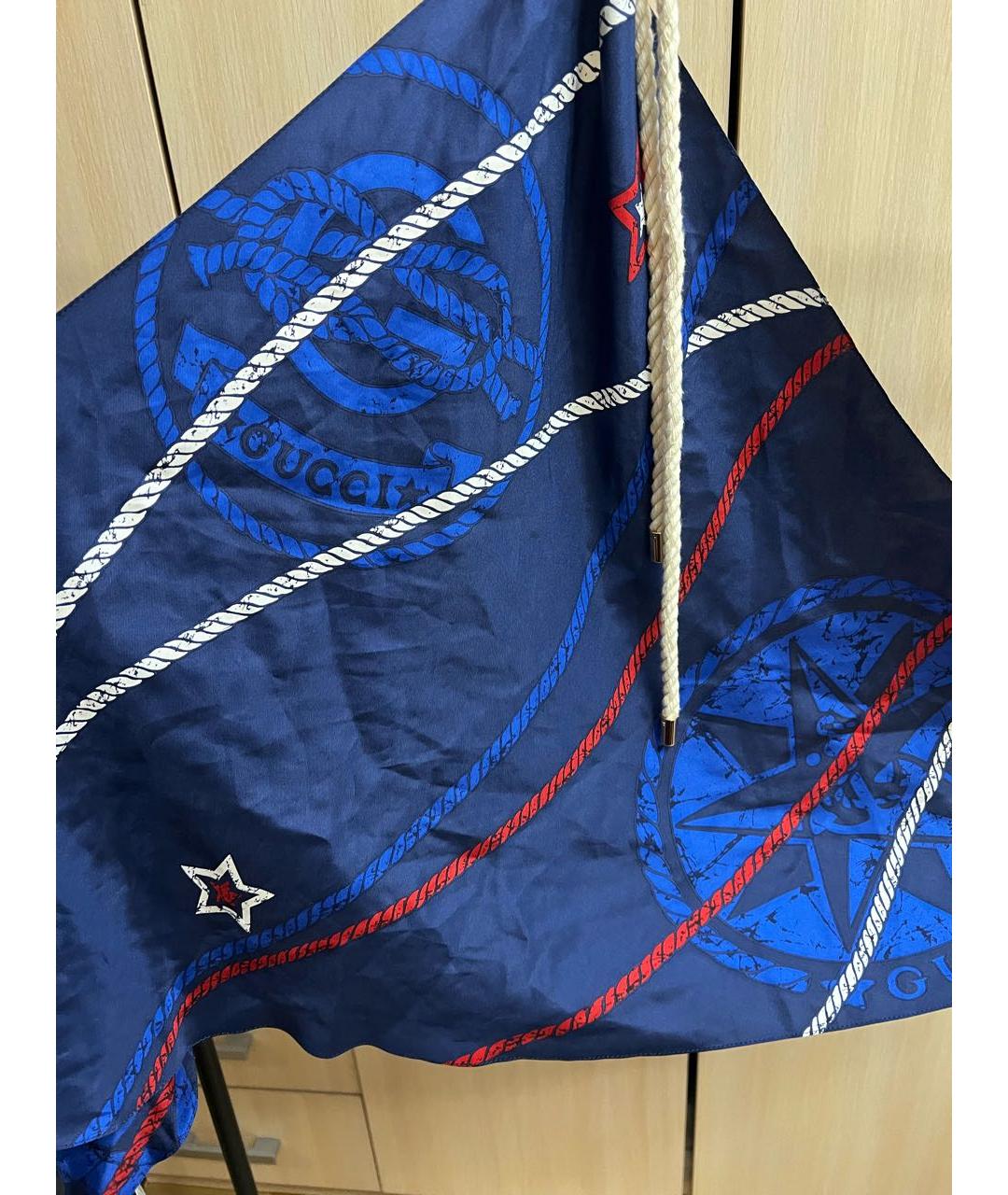 GUCCI Темно-синее шелковое парео, фото 4