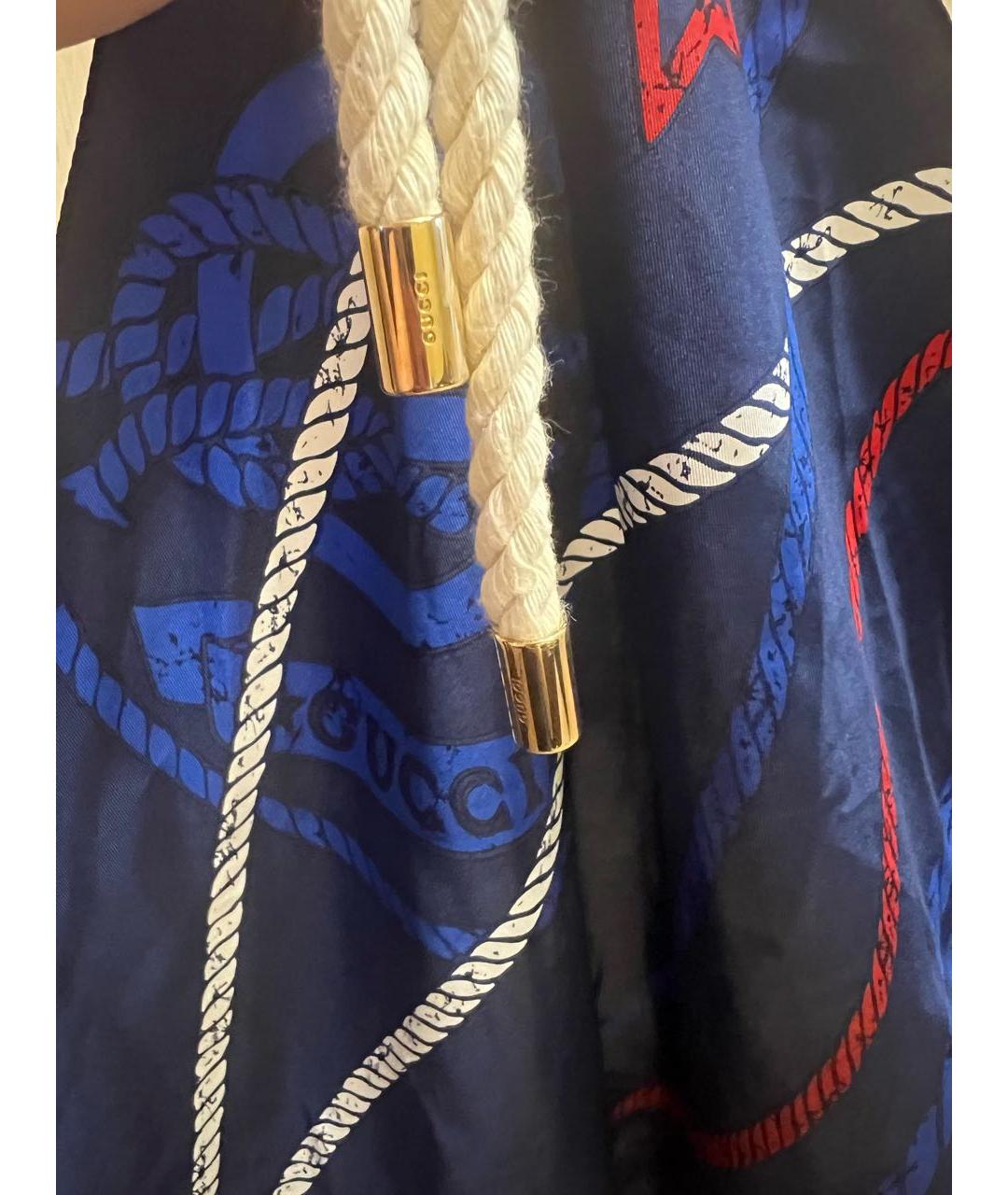 GUCCI Темно-синее шелковое парео, фото 3