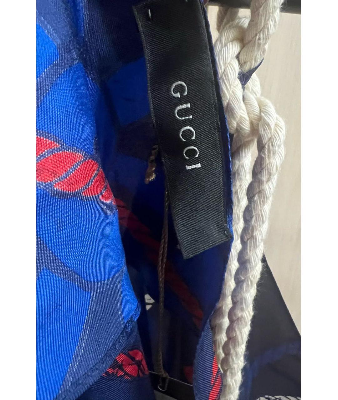 GUCCI Темно-синее шелковое парео, фото 5