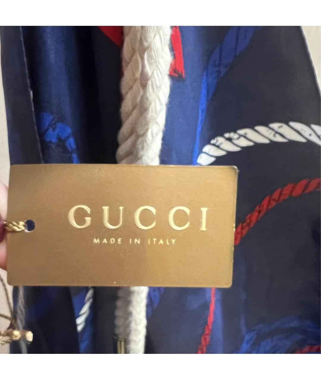 GUCCI Темно-синее шелковое парео, фото 6