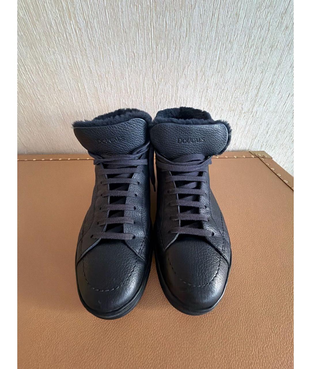 DOUCAL'S Темно-синие кожаные высокие кроссовки / кеды, фото 2