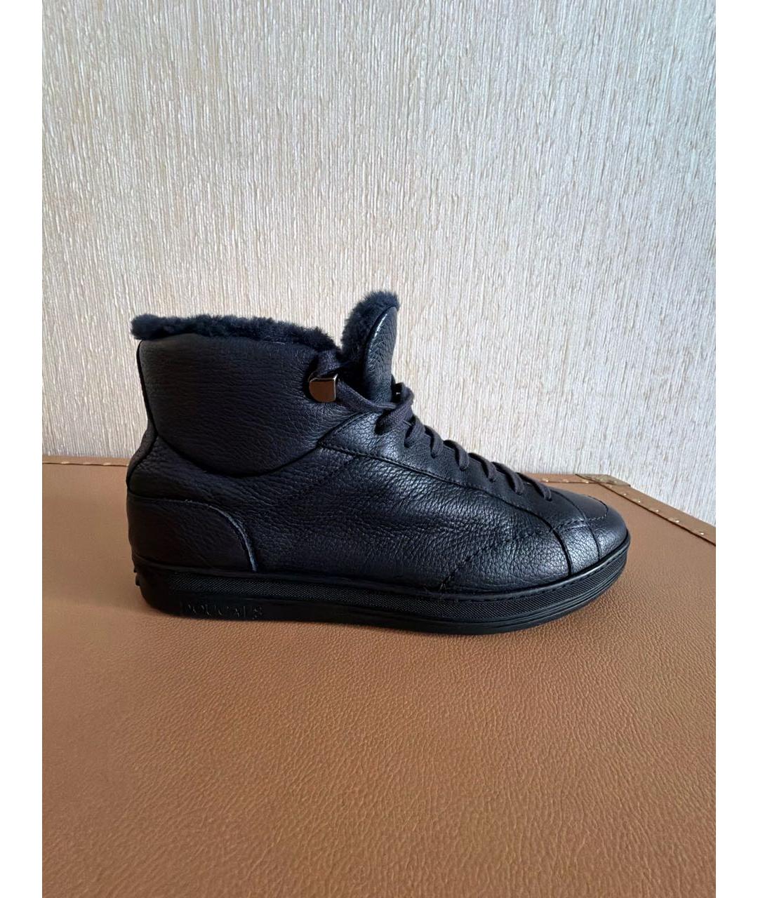 DOUCAL'S Темно-синие кожаные высокие кроссовки / кеды, фото 9