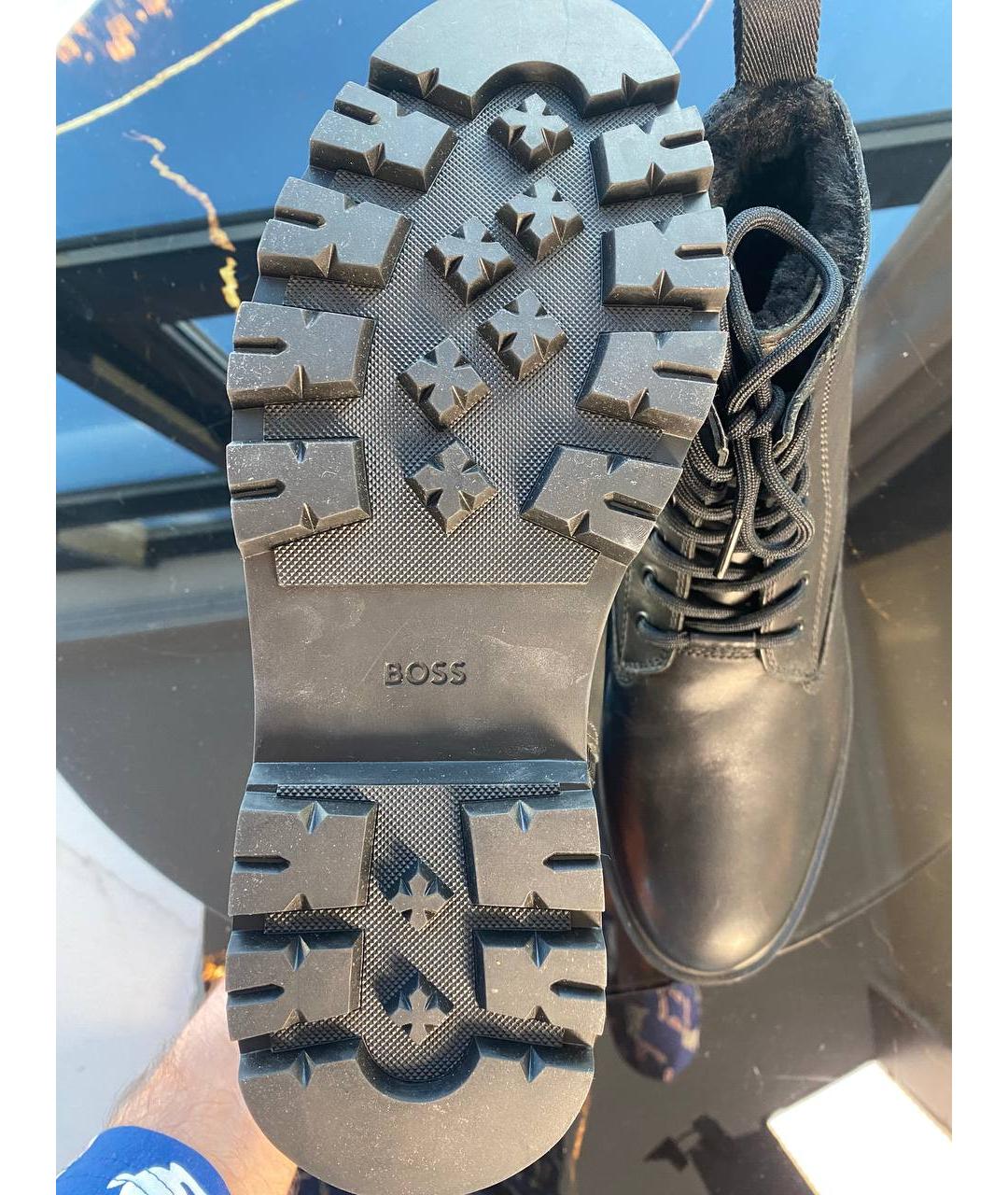 HUGO BOSS Черные кожаные высокие ботинки, фото 5