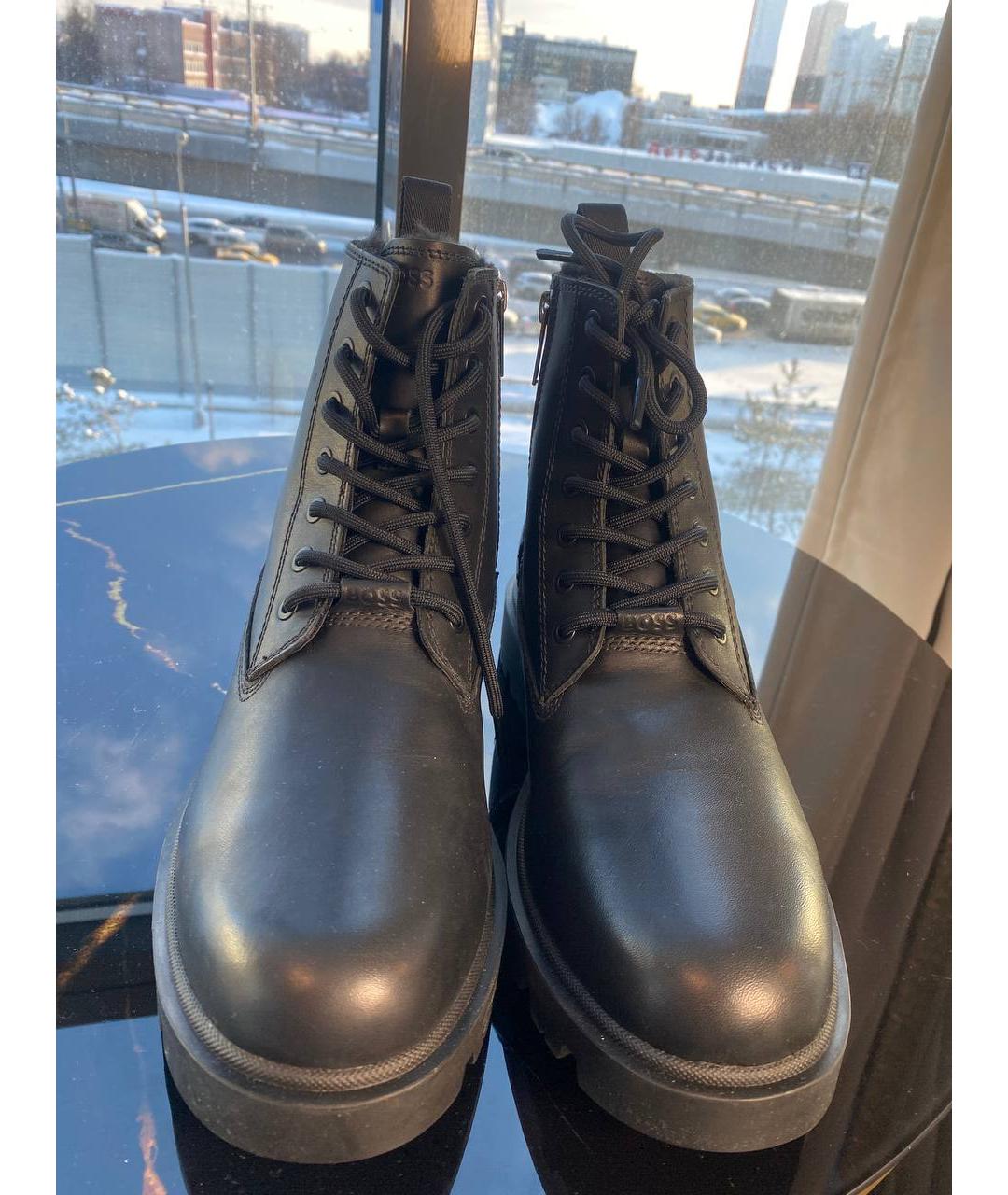 HUGO BOSS Черные кожаные высокие ботинки, фото 2