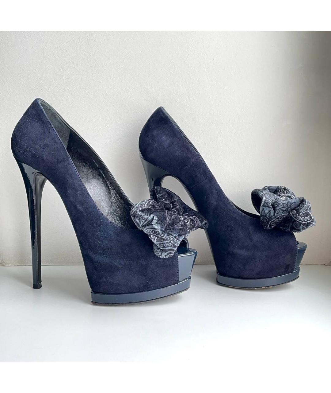 GIAN MARCO LORENZI Темно-синие замшевые туфли, фото 3