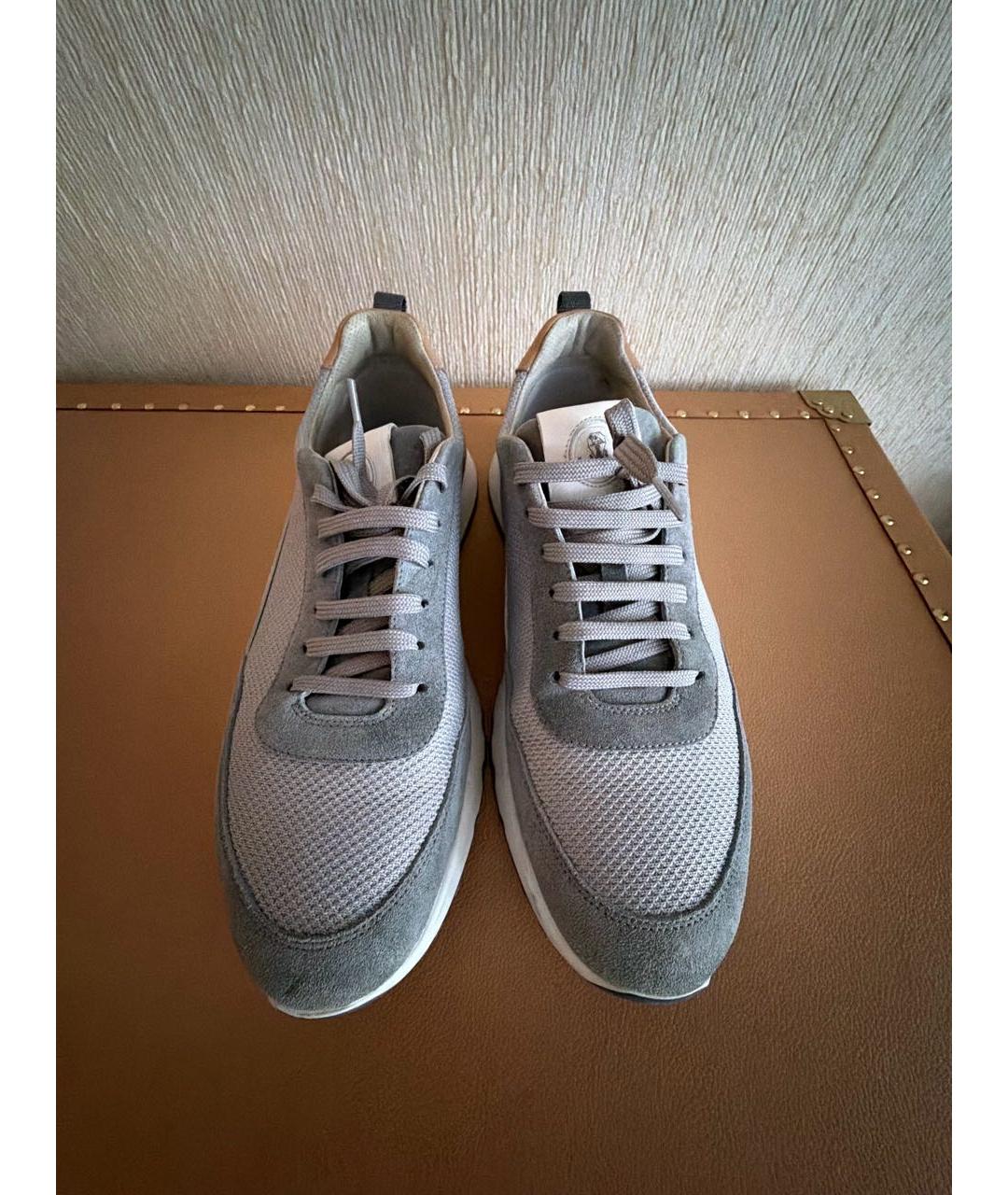 BRUNELLO CUCINELLI Серые текстильные низкие кроссовки / кеды, фото 2