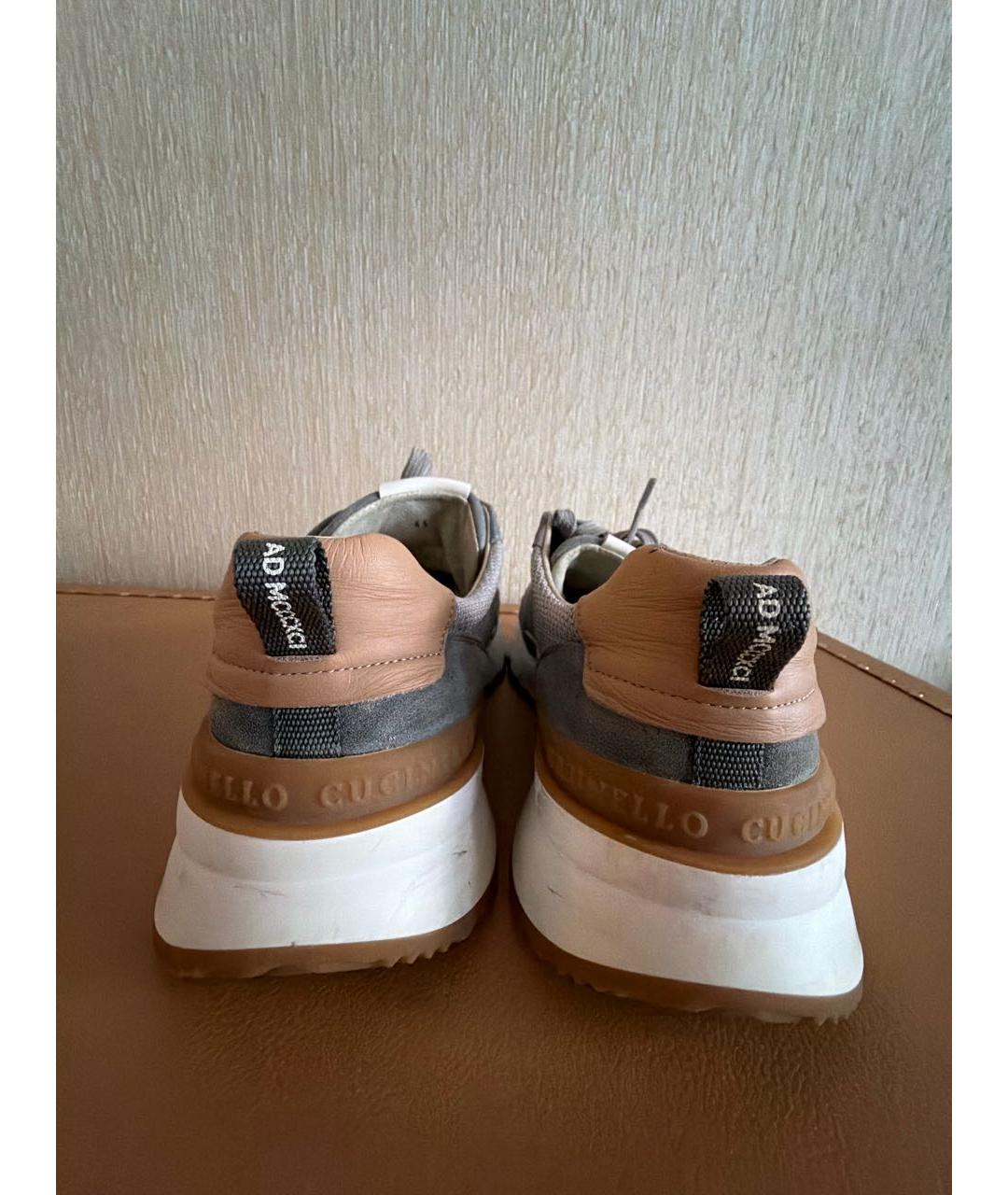 BRUNELLO CUCINELLI Серые текстильные низкие кроссовки / кеды, фото 4
