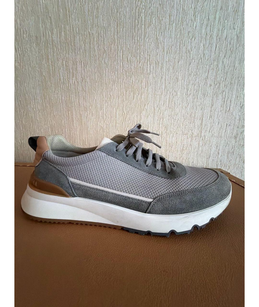 BRUNELLO CUCINELLI Серые текстильные низкие кроссовки / кеды, фото 9