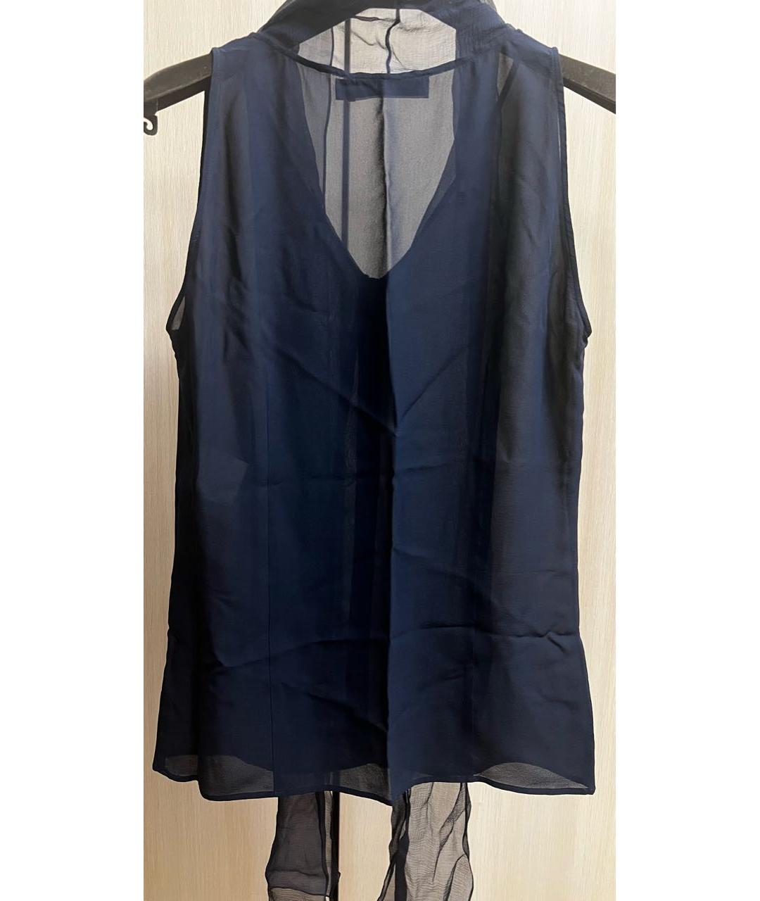 CHRISTIAN DIOR Темно-синяя шелковая блузы, фото 2