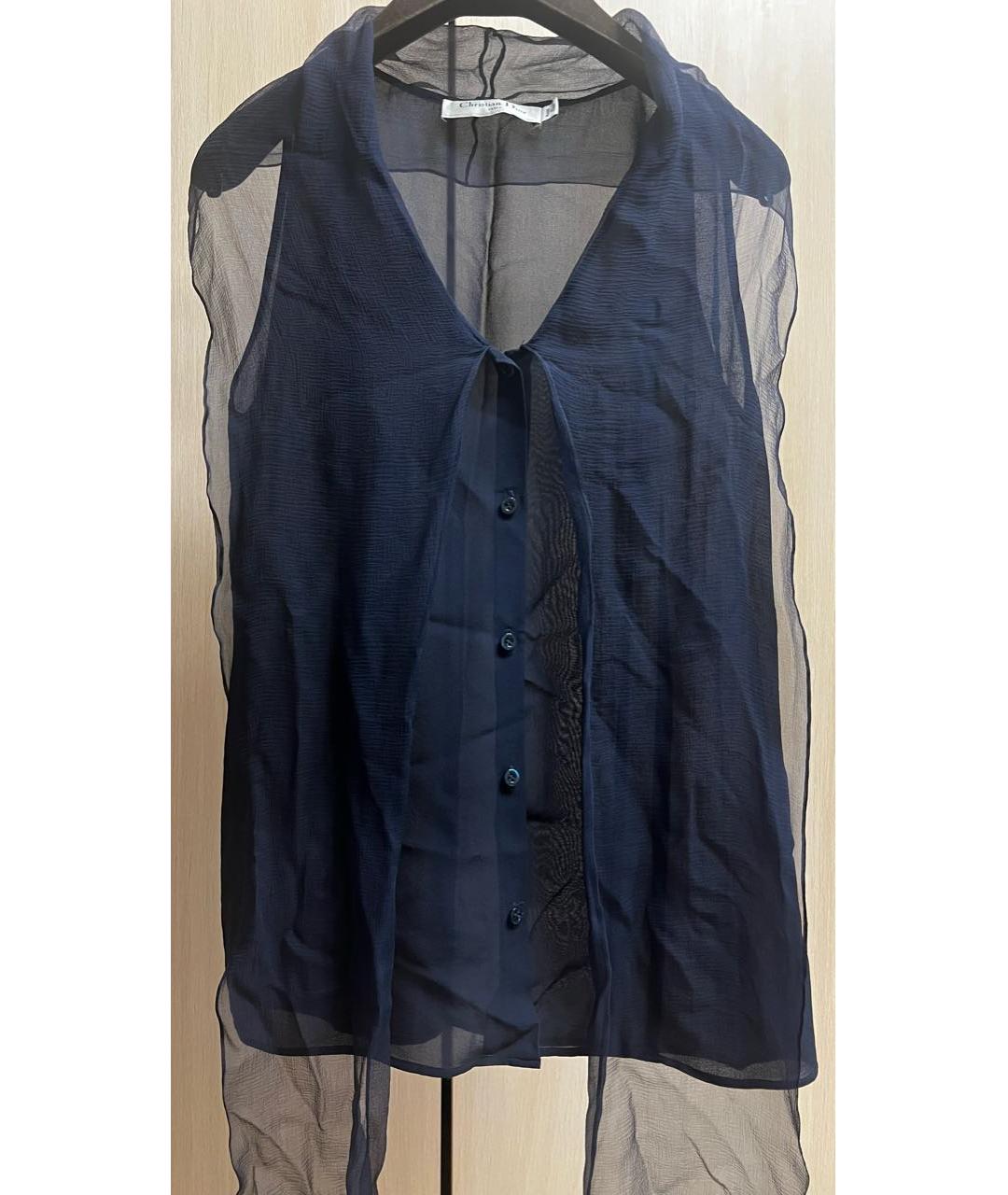 CHRISTIAN DIOR Темно-синяя шелковая блузы, фото 3