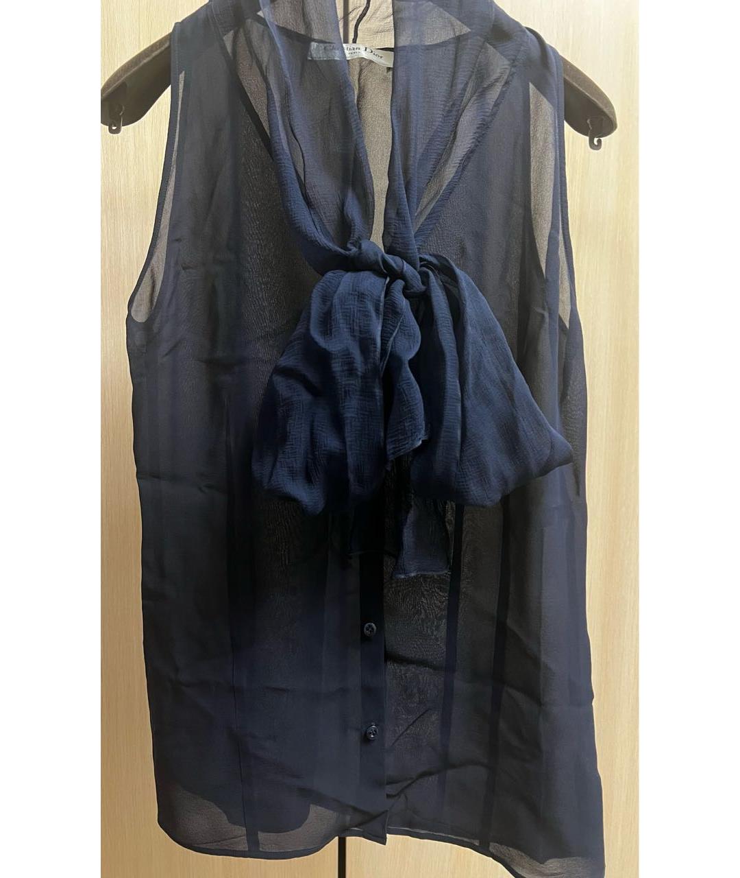 CHRISTIAN DIOR Темно-синяя шелковая блузы, фото 6