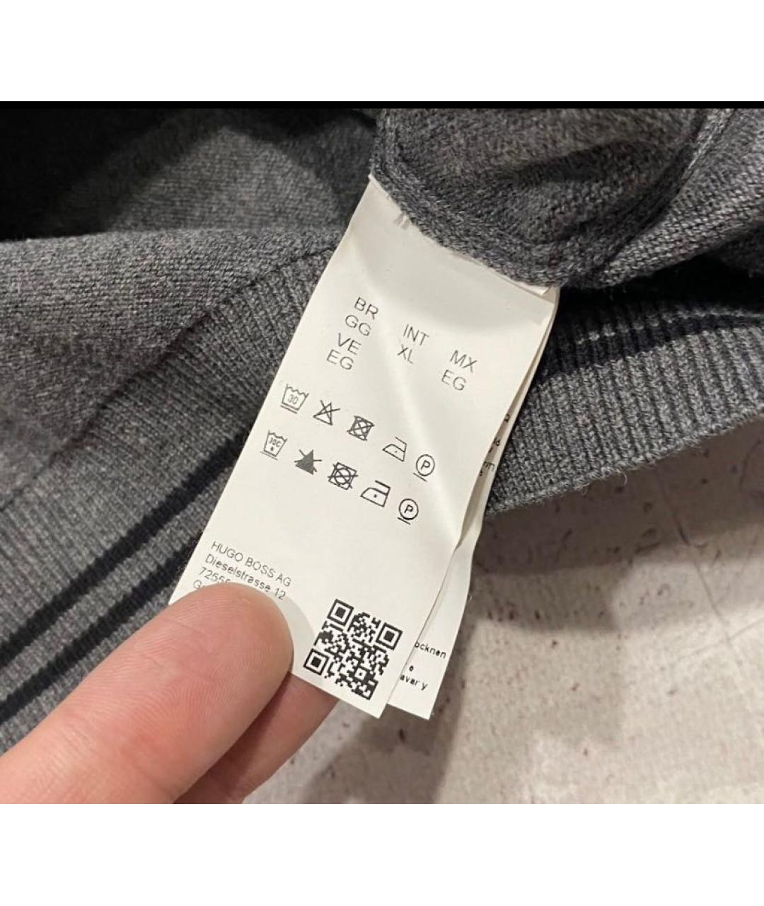 HUGO BOSS Серый шерстяной джемпер / свитер, фото 5