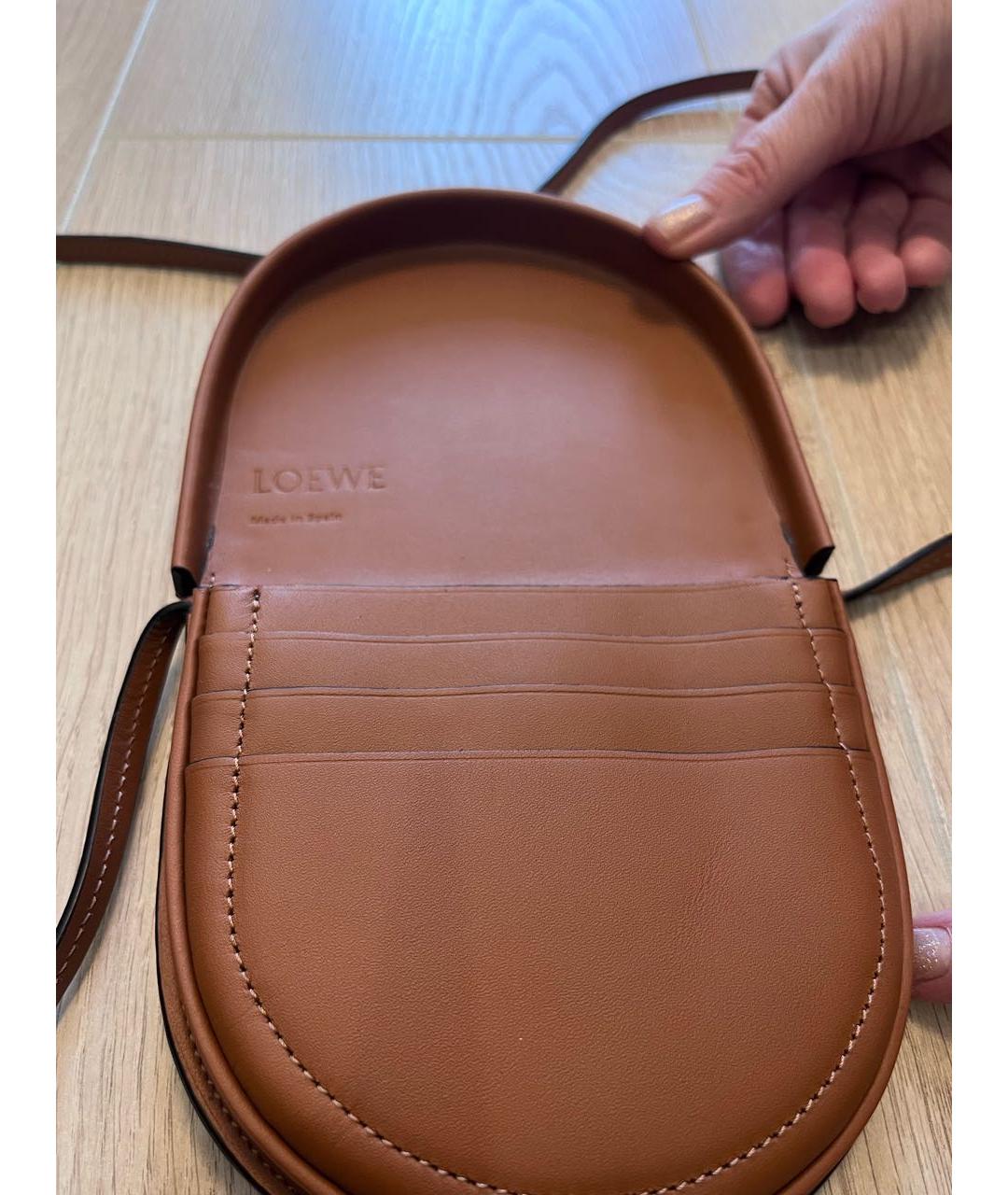 LOEWE Коричневая кожаная сумка через плечо, фото 3